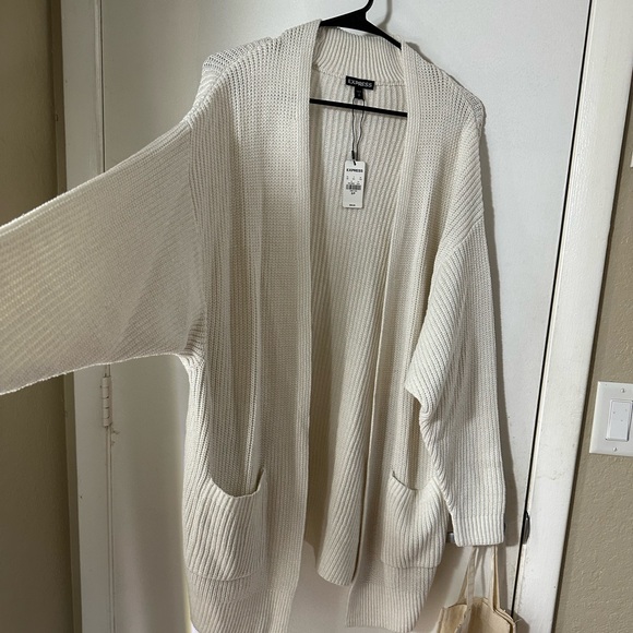 Long knit white cardigan, express size small - Picture 3 of 8
